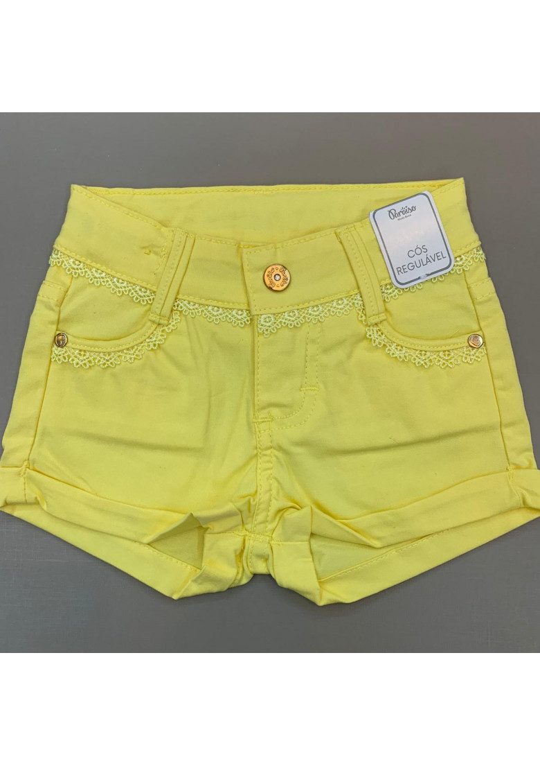 short amarelo jeans